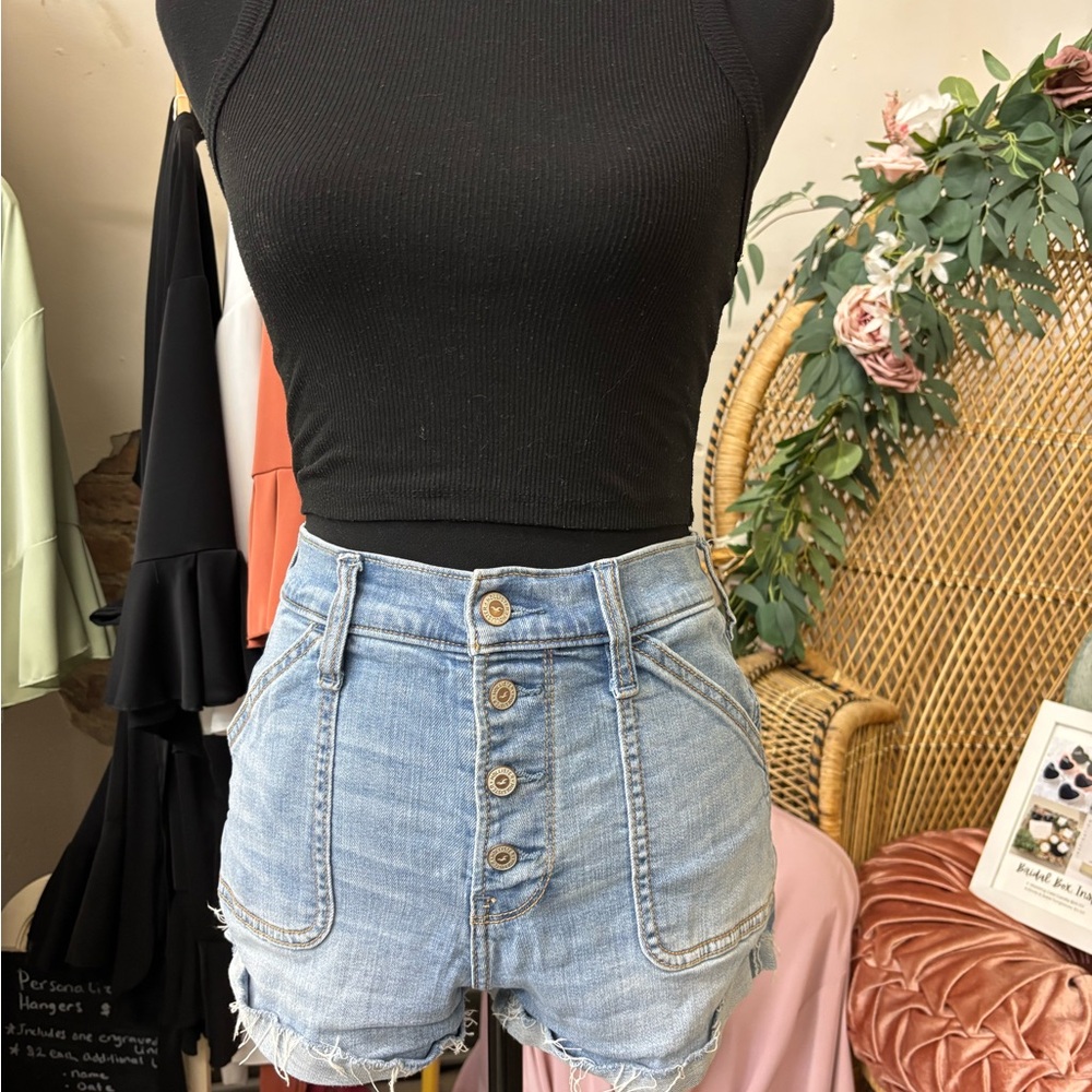 Denim Button-Up Women's Shorts